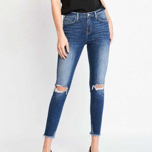 Flying Monkey High Rise Fray Hem Crop Skinny Jeans